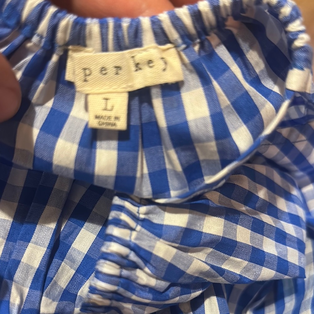 Copper Key Blue and White Gingham Matching Set - Picture 2 of 2